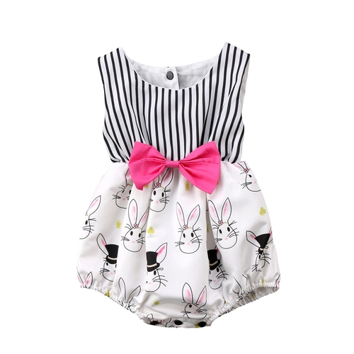 Newborn Baby Girls Cute Bunny Pattern Bowknot