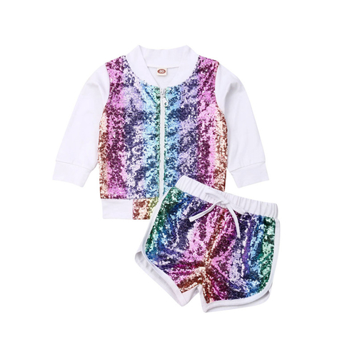 Kids Girls Sequin Sets Fall Tracksuits Long