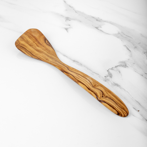 30cm (11.81") Handmade Olive Wood Corner Spatula