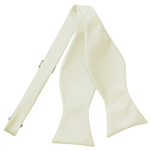 Plain Satin Self-Tie Bow Tie - Ivory