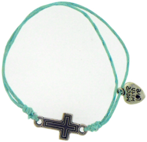 Solid Rock Jewelry 144719 Light Blue Cotton Adjustable Friendship with