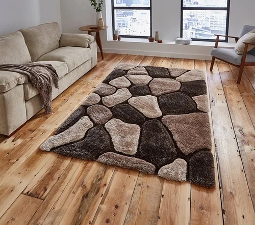 Leaf Designer Shaggy Carpet For Home II Living Room II Hall II Silver