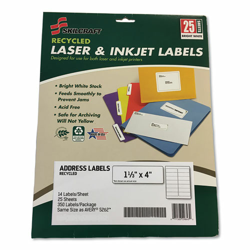 Ability One NSN6736514 Skilcraft Recycled Laser & Inkjet Label - 350 L