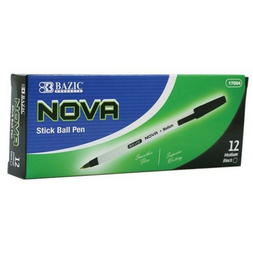 Bazic 17004 Nova Black Color Stick Pen (12/Box) Box of 12