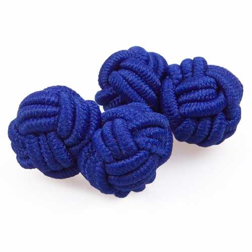 Plain Knot Fabric Cufflinks - Royal Blue