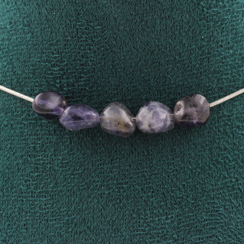 Cordierite Iolite from Madagascar 5 beads necklace.