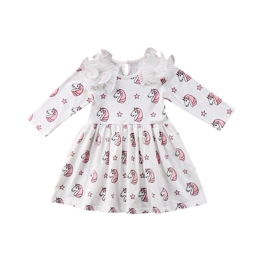 Cute Decoration Unicorn White Dress For