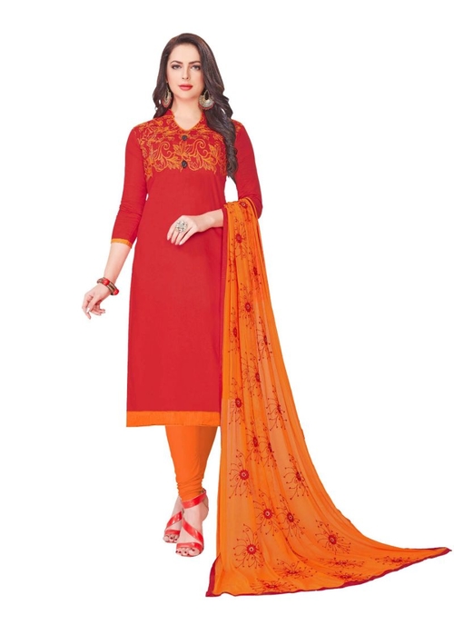 Generic Women's Glaze Cotton Salwar Material (Red,