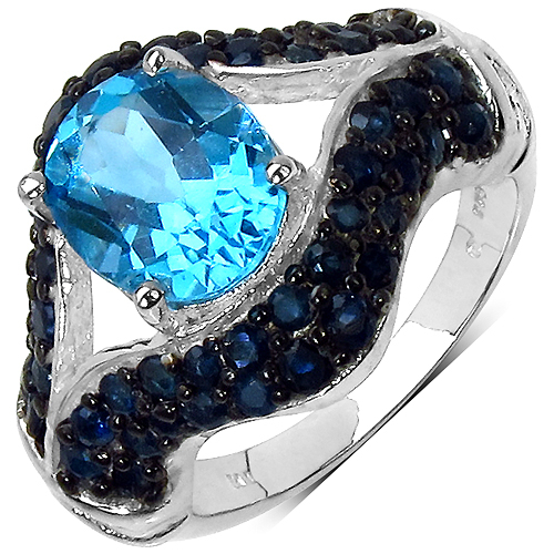 5.02 Carat Genuine Blue Topaz & Blue Sapphire .925 Sterling Silver