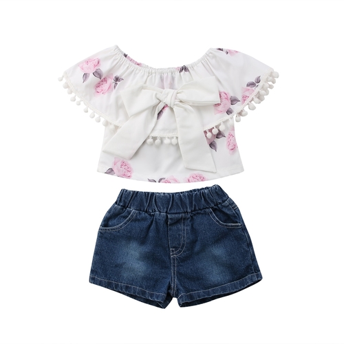 Littel Kids Baby Girl Floral  Tassles Crop