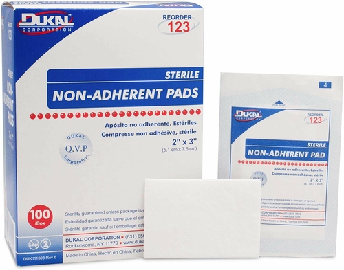 Dukal Non-Adherent Surgical Pads 2" x 3". Case of 1200 Absorbent