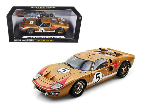 1966 Ford GT-40 MK II #5 Gold Le Mans 1/18 Diecast Model Car by Shelby