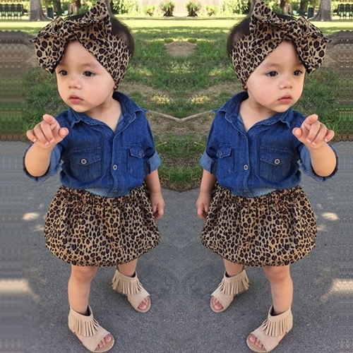 Infant Kids Baby Girls Outfits Denim Shirt