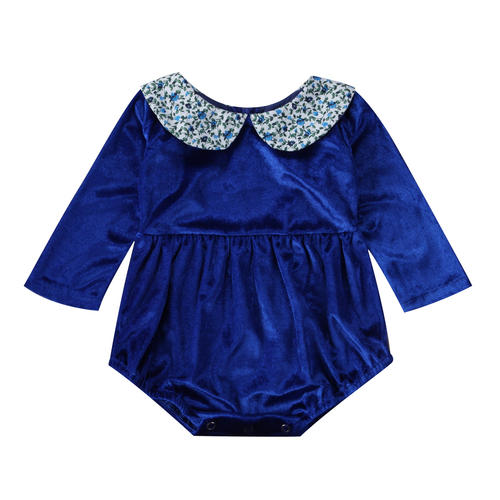 Formal Velvet Zipper Blue Infant Baby Girl