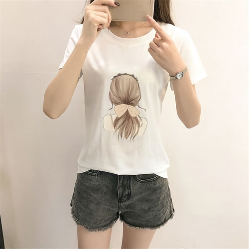 Main Short Sleeve Cartoon Print Korean Ulzzang T image