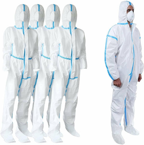 Disposable Coveralls Large. Pack of 25 White Hazmat Suits 50gsm