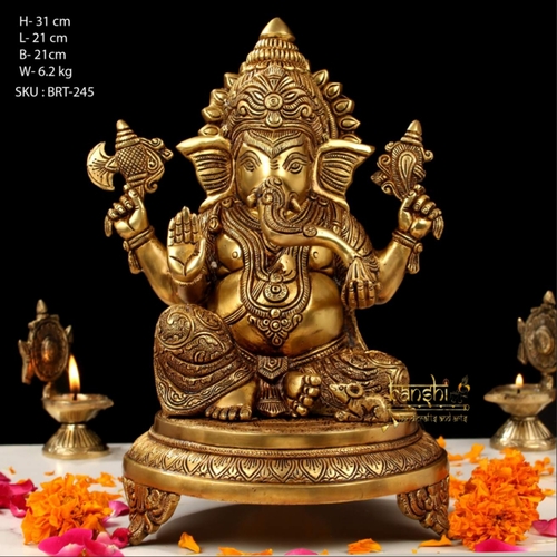 12.5"BRASS FRAME GANESHA STATUE