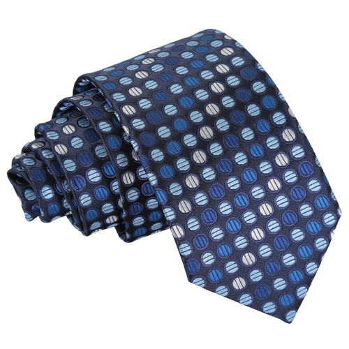 Chequered Polka Dot Slim Tie - Blue, Silver & Royal