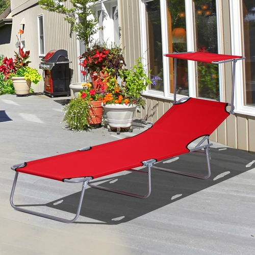 Outsunny Adjustable Garden Chaise Lounge Outdoor Camping Beach