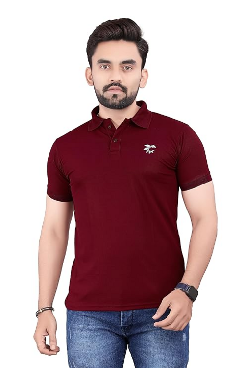 Men's Poly Cotton T-Shirt (Size-M) (Color-WINE)