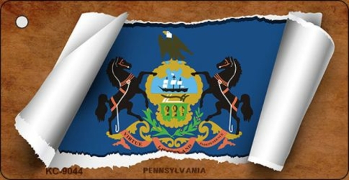 Smart Blonde KC-9044 1.5 x 3 in. Pennsylvania Flag Scroll Novelty Key 