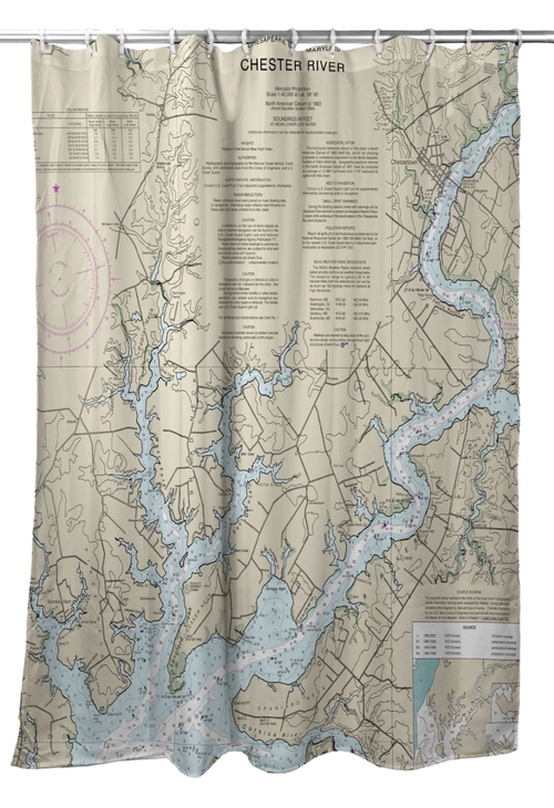 Betsy Drake SH12272CT Chester River, MD Nautical Map Shower Curtai