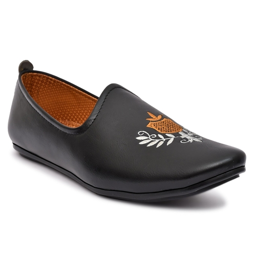 Men's Slip On Ethnic Juttis & Mojari (Size-UK-6) (Color-BLACK)