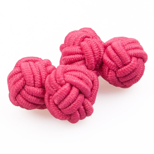 Plain Knot Fabric Cufflinks - Hot Pink