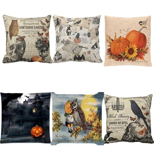 Skull Owl Pumpkin Cushion Cover 2018 Halloween