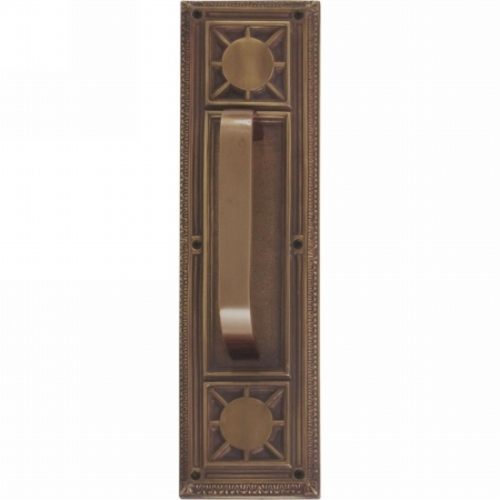 Nantucket Pull Plate with Traditional Pull, Aged Brass Finish - 3.