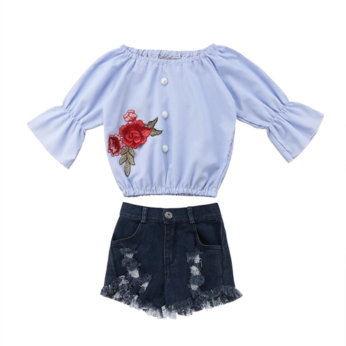 Newborn Kid Baby Girl Floral Off Shoulder Top