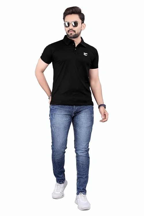 Men's Poly Cotton T-Shirt (Size-XL) (Color-BLACK)