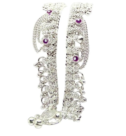 Women's Silver Plated Anklet Pair for Wedding Cultural Events Everyday
