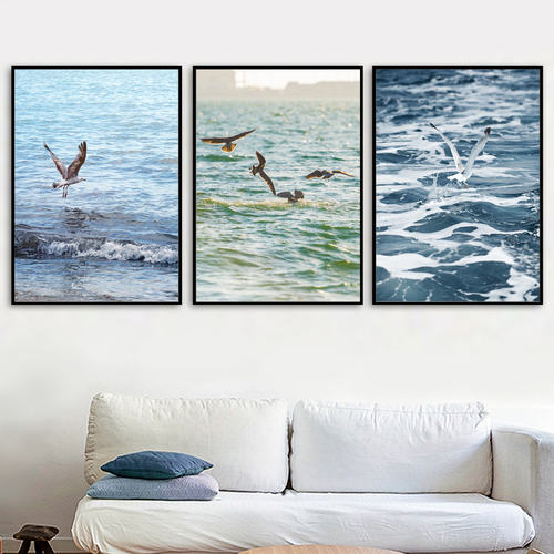 Blue Ocean Seagull Landscape Wall Art