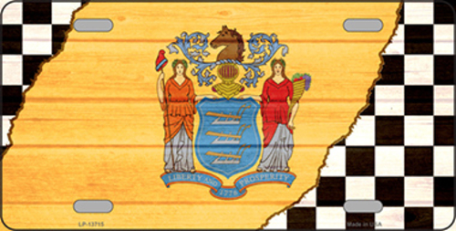 Smart Blonde LP-13715 6 x 12 in. New Jersey Racing Flag Novelty Metal 