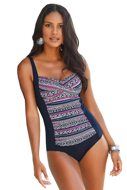 Blue Boho Print One Piece Swimwear