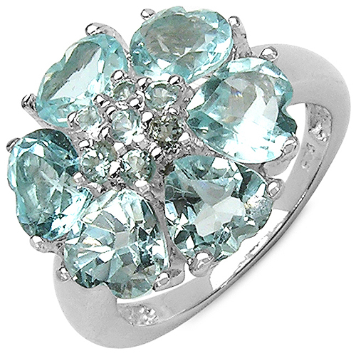 5.05 Carat Genuine Blue Topaz .925 Sterling Silver Ring