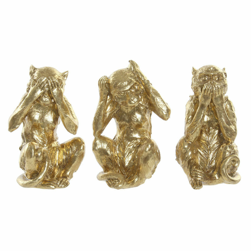 Decorative Figure DKD Home Decor Golden Resin Colonial Monkey 13 x 11