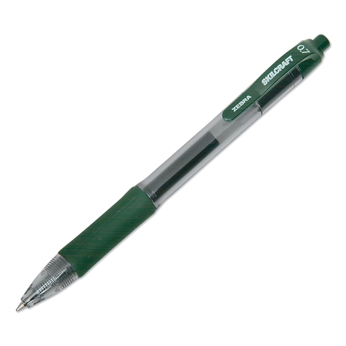 Ability One NSN6826563 0.7 mm Green Ink, Clear Barrel Zebra Retrac