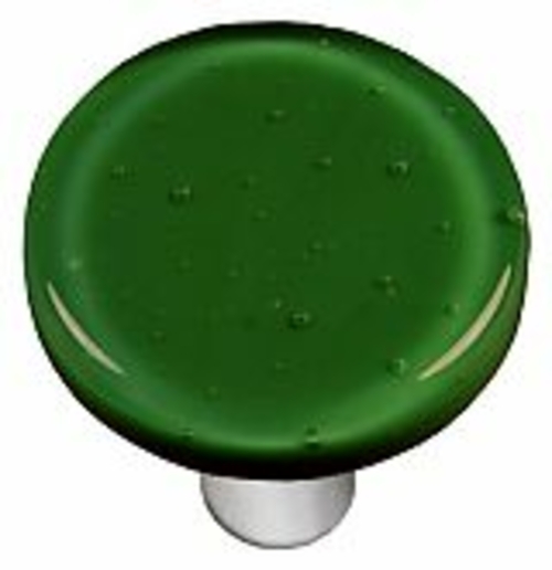 Hot Knobs HK1022-KRA Dark Forest Green Round Glass Cabinet Knob - Alum