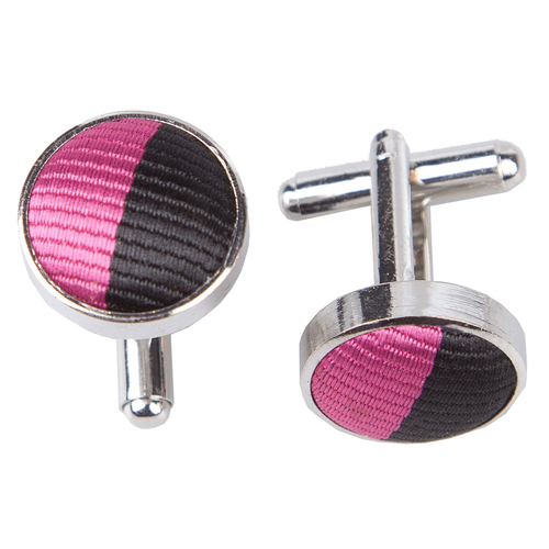 Striped Cufflinks - Hot Pink & Black