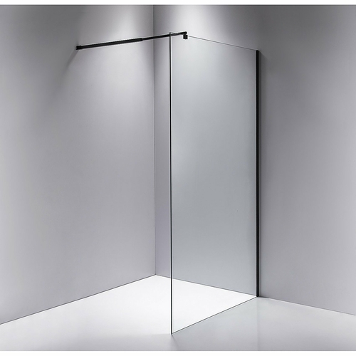 120 x 210cm Frameless 10mm Safety Glass Shower Screen in Square Black