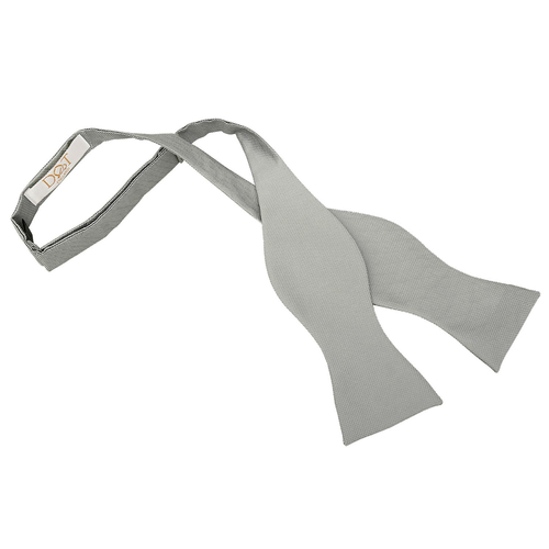 Solid Check Self-Tie Bow Tie - Silver
