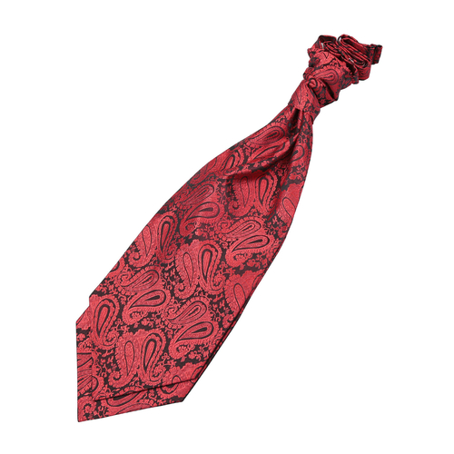 Paisley Pre-Tied Ruche Cravat - Black & Red