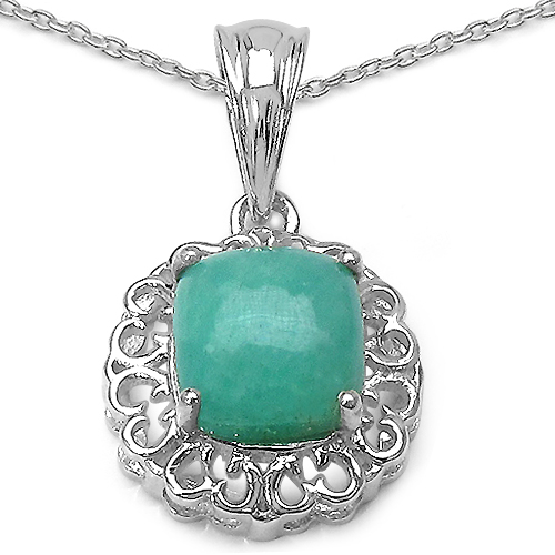 2.47 Carat Genuine Emerald .925 Sterling Silver Pendant