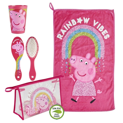 Toilet Bag with Accessories Peppa Pig 4 Pieces Fuchsia (23 x 16 x 7