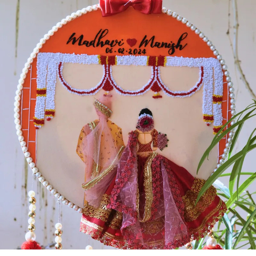 Customisable Wedding and Anniversary Embroidery Hoop with Tassels +