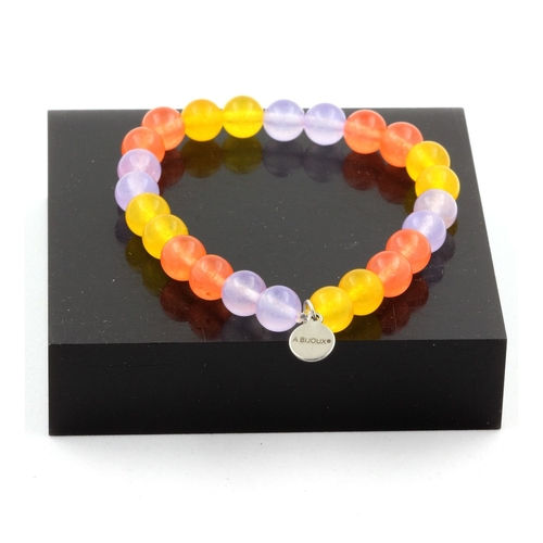 Orange Chalcedony + Lavender Chalcedony + Yellow Agate Bracelet 