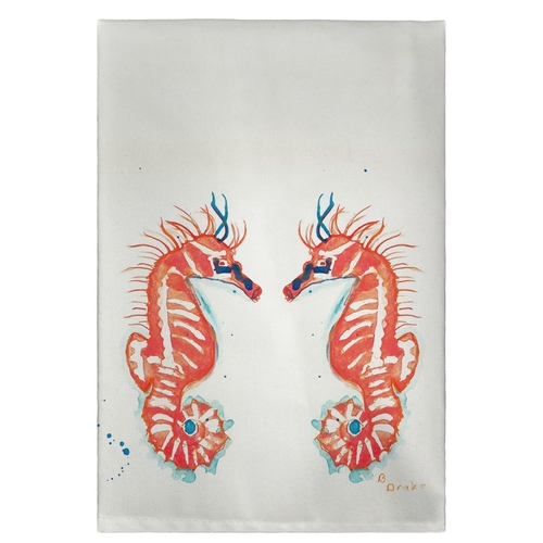 Betsy Drake GT100 Coral Sea Horses Guest Towel - 20 x 20 in.