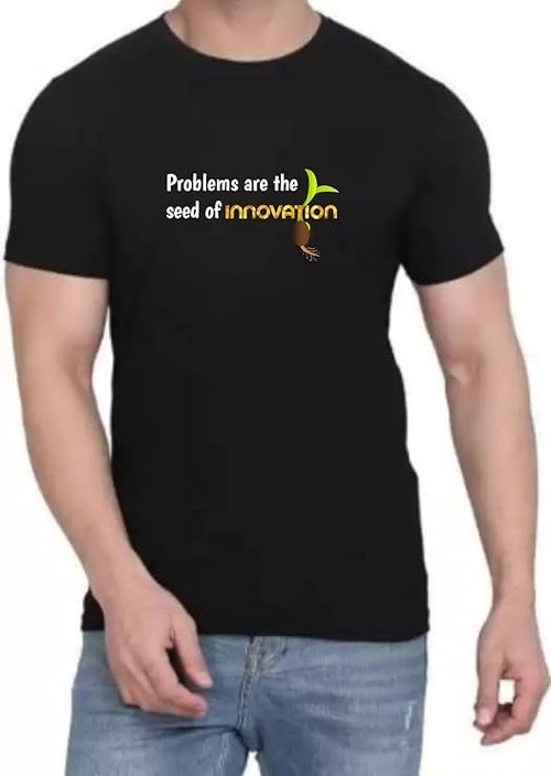 ROUND NECK HALF SLEEVES "INNOVATION" PRINTED TSHIRT FOR MEN (Size-M)